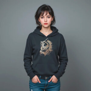 Sudadera  unisex "Buho" negro con capucha