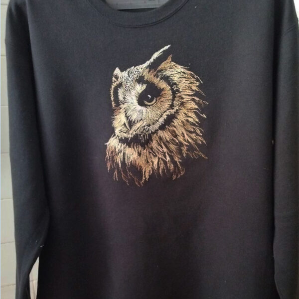 Sudadera  unisex "Buho" negro con capucha - Imagen 2