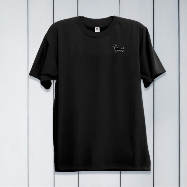 Camiseta bordada con perro salchicha blanco - Imagen 2